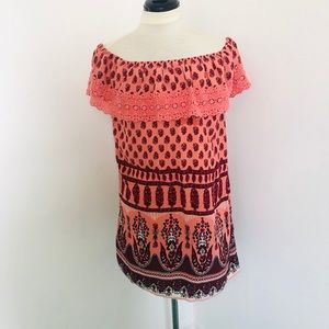 ❤️Hollister Salmon Pink Off Shoulder Midi Dress